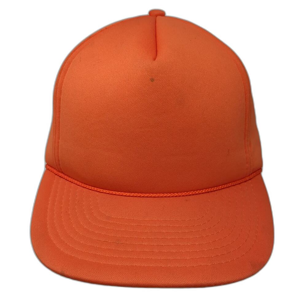 Mohr's 5 Panel Orange Hat Snapback Rope Detail Foam Front Structured Vintage